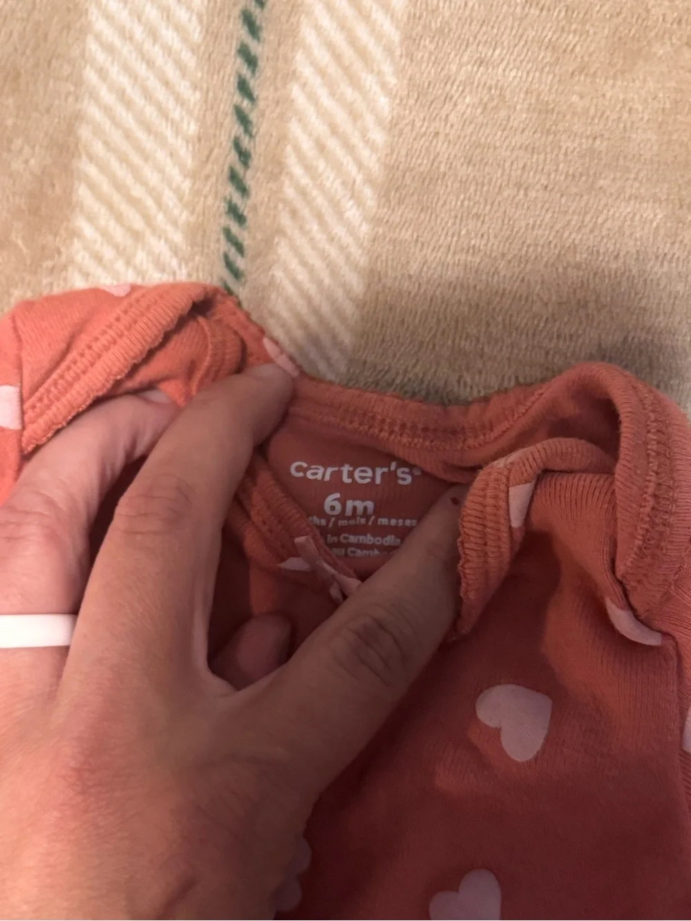 Carter's Pink Heart Long-Sleeve One-Piece Bodysuit